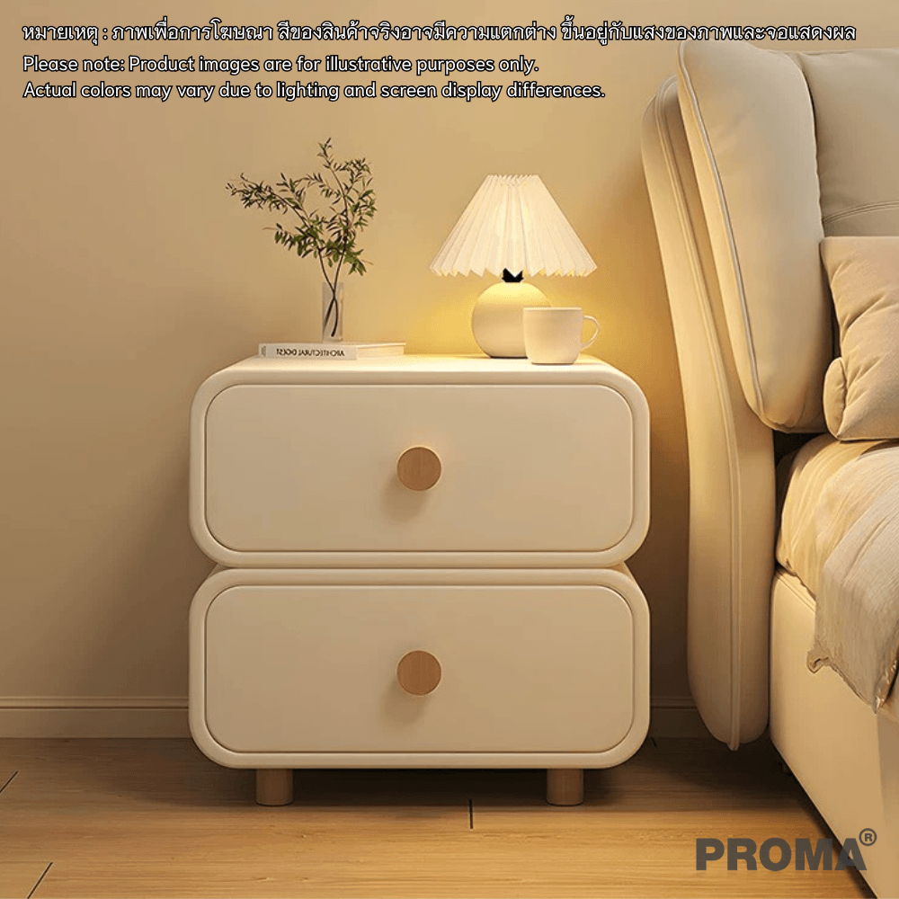 [PRE-ORDER] โต๊ะข้างเตียงสไตล์มินิมอล 2 ชั้น PROMA-TBD-01 วัสดุไม้สนอัดหลายชั้น ขนาด 40 ซม. ดำ/ขาว